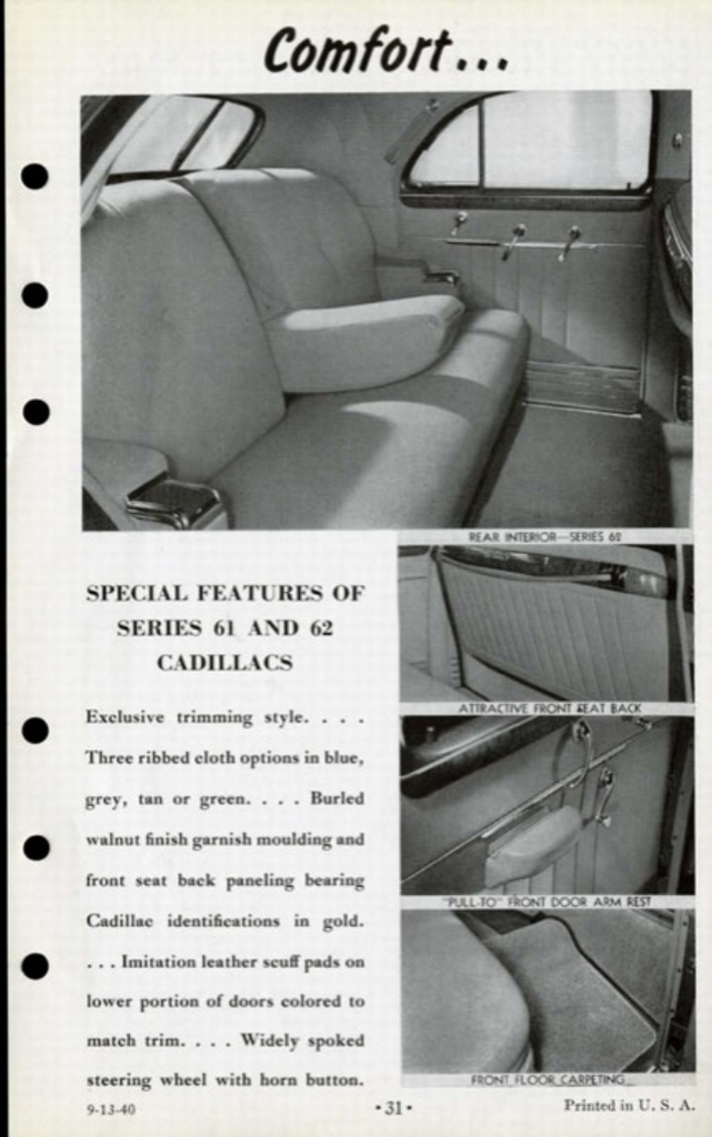 1941 Cadillac Salesmans Data Book Page 12